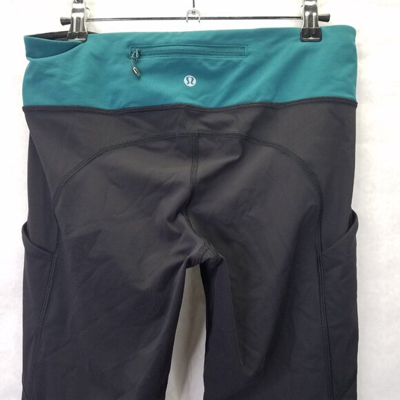 Lululemon Speed Tight IV Leggings Size 8 Lights Out Black Forage Teal Reflective - Picture 9 of 13